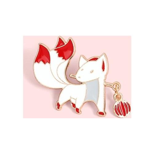 Nine Tailed Fox Fairy Animal Enamel Pin Custom Japanese Style Brooches Bag Lapel Pin Badge Cute Cartoon Jewelry Gift for Friends