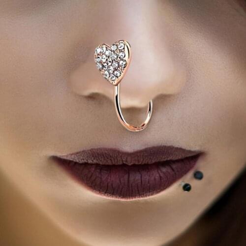 Stainless steel heart-shaped clip nose ring star-shaped fake nose perforation clip cross nose clip fake jewelry artificial pe