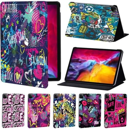 For Apple IPad Pro 9.7"/Pro 10.5"/Pro 11" 2018/2020 Leather Tablet Stand Folio Cover-Ultra-thin Graffiti Art Tablet Stand Case