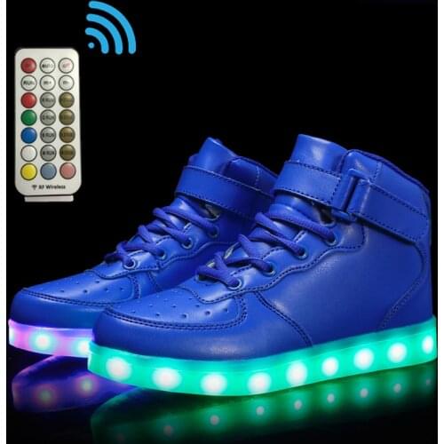 Size 25-37 Girls Sneakers with Luminous Sole Children Backlight Hook Loop Led Light Shoes Boy RF Control Non-slip Glowing Shoes