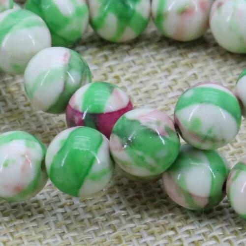 Fashion 8mm Semi-precious Riverstone Rain Flower Rainbow Natural Stone Gems Round Beads DIY Loose Crafts Jewelry Accessories