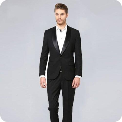 Custom Black Shawl Lapel Men Suits Wedding Suits Man Blazers Groom Wear Tuxedos Costume Homme 2Pieces Slim Fit Terno Masculino