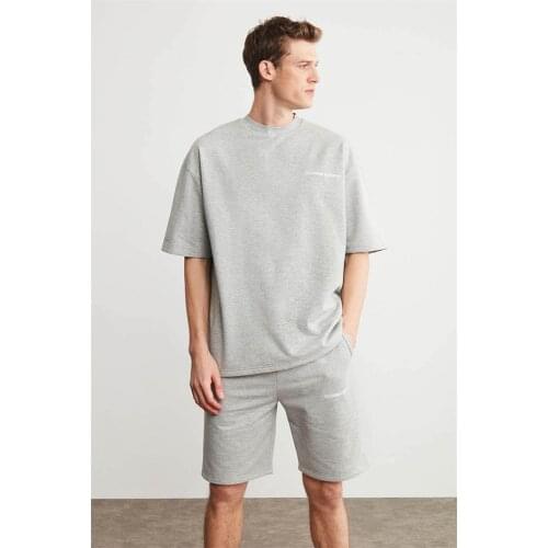 Mens Tracksuits Sports Mens Clothing 2 Piece Set Sports Suit Cotton, Embroidery Detailed, Basic, Comfort Fit, Bicycle Collar, Short T-shirt, Tracksuit Set Tracksuit Mens Casual Sports Suit Breathable Colors