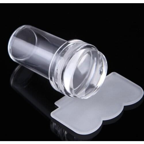 Nail Salon New 1set 2.3cm Pure Clear Jelly Nail Art Stamper Scraper Set Silicone Marshmallow Nail Stamp Template Tools SAND281
