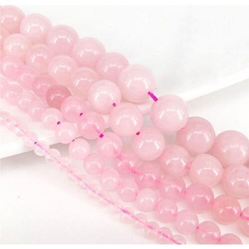 Natural Rose Quartz Stone Carved Pink Crystal Beads Strand for Jewelry Making Diy Bracelet Necklace 4mm 6mm 8mm 10mm 12mm