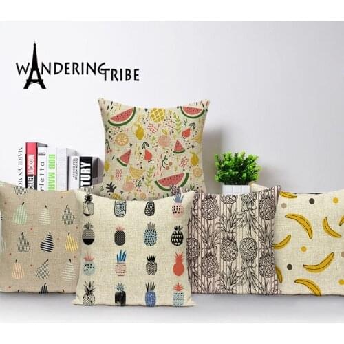 Ananas Cushion Cover Interesting Fruit Pineapple Throw Pillow Case Linen 45 x 45 Custom Living Room Decoration Home Pillow Cases