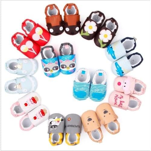 New Baby Shoes Lovely Cartoon Infants PU First Walkers Soft Sole Anti-slip Newborn Crib Shoes