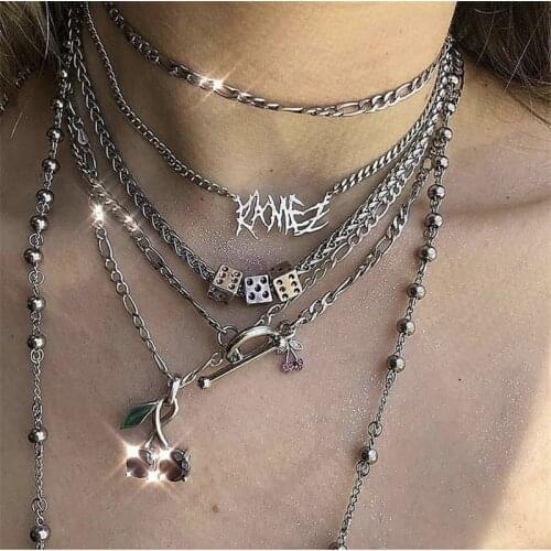 NEW Fun Dice Gambler Necklace Collar Retro Ancient Ins Celebrity Inspired Disco Cool Earth European and American Style