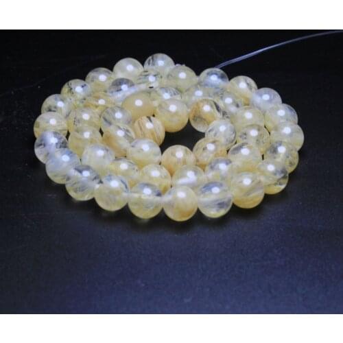 Wholesale Watermelon Tea Rutilated Round Crystal Glass Beads 4 6 8 10 12 mm Strand15'' For Jewelry Making DIY Bracelet Necklace
