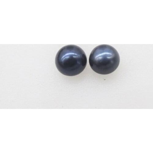 Freshwater pearl deep black coin earrings 8-9mm FPPJ wholesale beads silver925 for xmas gift