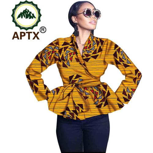 V-Collar African Clothing For Women Top Office Sexy Long Sleeve Dashiki Ankara Style Pure Cotton Fashion Plus Size Contracted