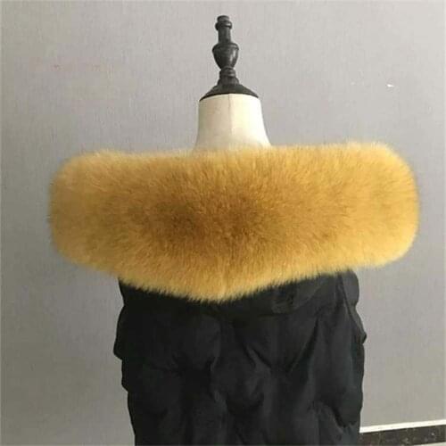 JKP 100% Natural Fox Fur Collar Womens Scarf Winter Warm Real Fox Fur Wraps and Shawl Coat Accessories Luxury Scarf