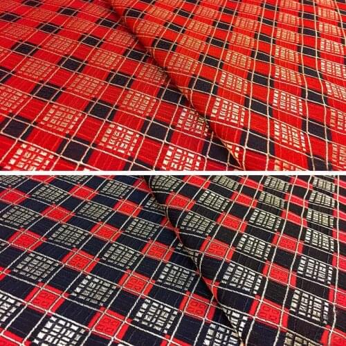 Silk brocade fabric imitation DIY fabric damask nylon poly check jacquard qualified for bag pillow curtain cloth
