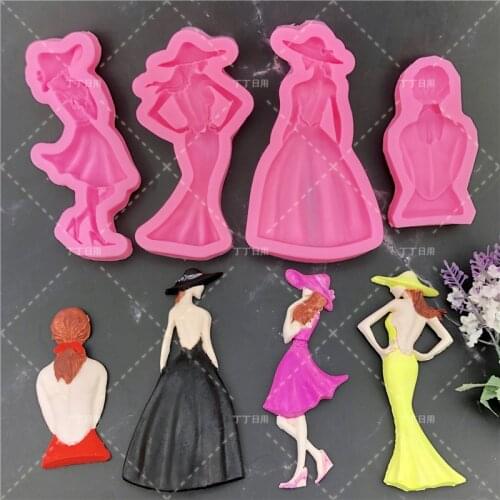 Princess Skirt Silicone Cake Mold Lady Girl Fondant Cake Mold Chocolate Decorating Tools Cake Baking Gypsum clay Moulds
