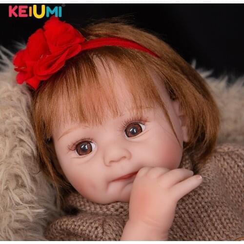 50 cm Super Cute Silicone Reborn Baby Dolls Rooted Fiber Hair Cloth Body Doll With Exquisite Suit For Childrens Day Gifts