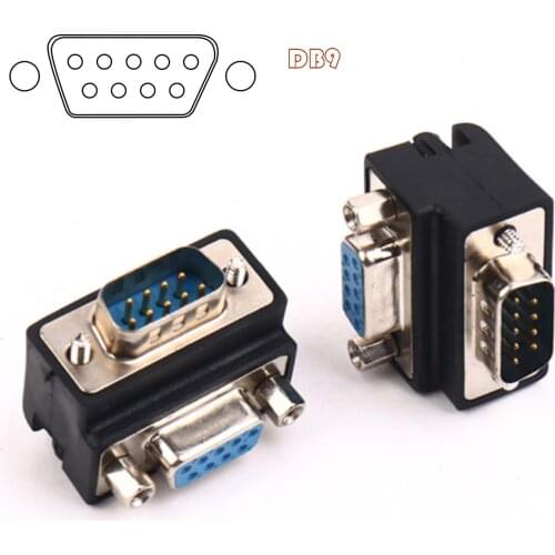 Angle 90 Degree DB 9 pin 9pin DB9 RS232 Male To Female Extension Cable Adapter convertor