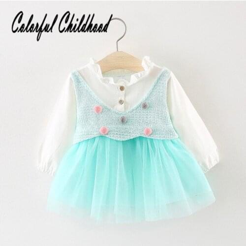 Girls sping and autumn Princess dress Lotus leaf collar dress net yarn Dress soft ball ornament dress bebe vestidos 0-24m