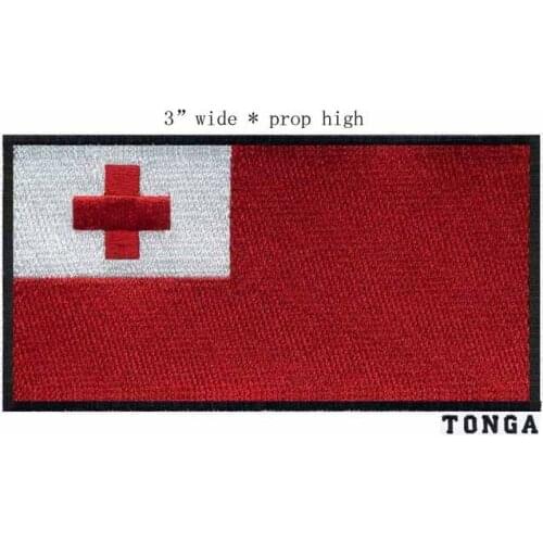 TONGA embroidery flag patch 3" wide 100% embroidered applique patch/badge/patch
