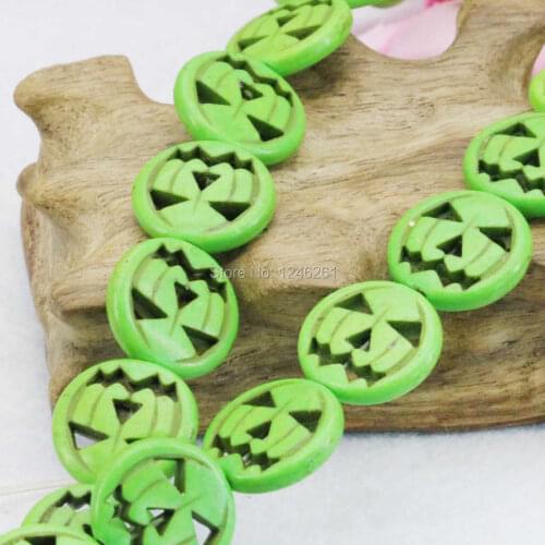 Ornament Green Turkey Stone Loose Round Beads DIY Howlite Accessory Parts 15inch Halloween Gifts Lucky Prayer Stone 15mm Jewelry
