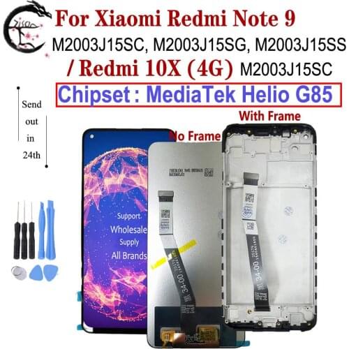 6.53" LCD + Frame For Xiaomi Redmi Note 9 Display Redmi 10X 4G Screen Touch Digitizer Assembly Replacement Redmi Note9 Display