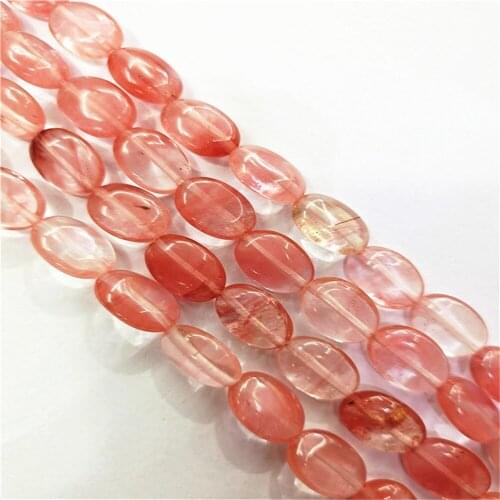 1 Strand/28pcs 14x10x5mm Wholesale Red Cherry Quartz Oval Loose Beads DIY Jewelry Accessories 15.5inch S397
