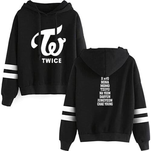 2019 KPOP TWICE Hooded Sweatshirts TWICE Kpop Hot Sale Hoodie Fans ONCE Women Long Sleeve Pullover Hoodies casual clothes