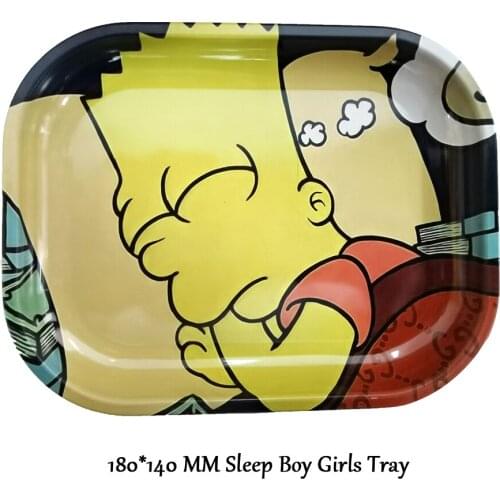 2021 Cartoon Sleeping Boy Rolling Tray For Tobacco Smoking Accessories Rolling Tool Metal Tray Storage Plate Wholesale
