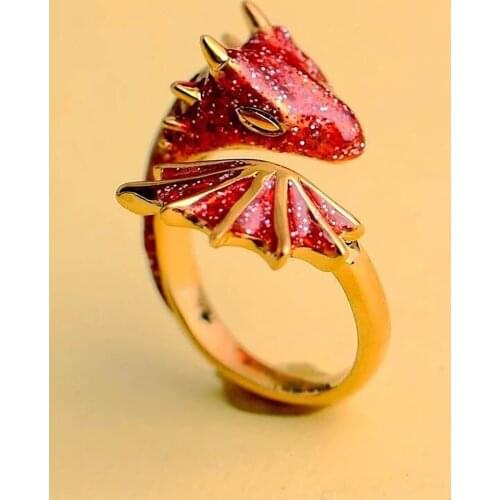 2021 Adjustable Women Rings Enamel Glazed Glaze Highlights Earth Dragon Fortunate Open Ring For Girls Street Fashion Jewelry