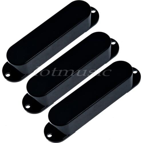3Pcs Black Plastics Single Coil Pickup Covers Closed Solid For Fender Strat Guitar Replacement