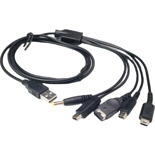 1.2m/4ft 5 in 1 USB Charger Cable Multi Charging Cord Fast Charge Wire Line Compatible with GBA SP/3DS/NDSL/WiiU/PSP