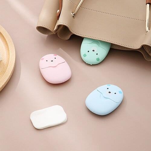 50PCS/Pack Disposable Soap Paper Portable Cute Boxed Paper Soap Mini High Quality Scented Soap Slice Outdoor Travel Supplies
