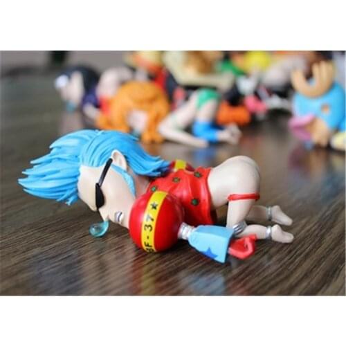 Anime One Piece Franky Cute Sleepy-ass PVC Action Figure Desk Decoration Collectible Model Toy Doll Kids Gift Figurine 6-10cm