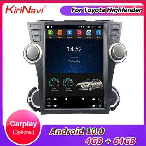 KiriNavi 12.1" Android 9.0 Car Radio Automotivo For Toyota Highlander Car Dvd Multimedia Player Auto Gps Navigation 4G 2009-2013