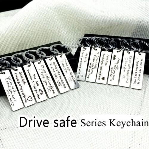 Stainless Steel Keychain with Drive Safe I Need You Here with Me Engraved Letters Gifts for Best Friends bff Boyfriend Parents