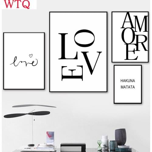 Black And White Love Quotes Nordic Poster Wall Art Canvas Painting Decorative Picture Wall Painting Live Paintings Home Decor