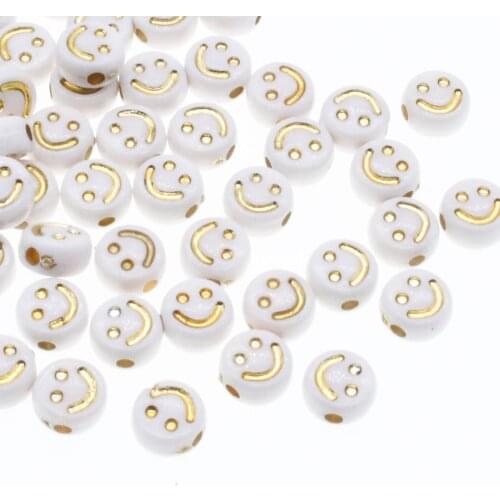 CHONGAI 4X7mm 100Pcs Small Smile Acrylic Round Spacer Beads For Jewelry Making