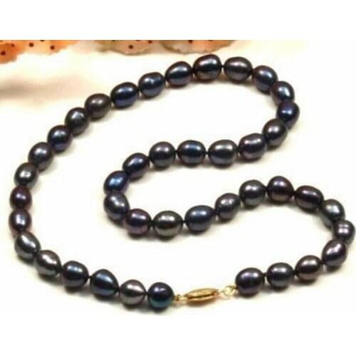 Long 18" 9-10 MM NATURAL BLACK PEARL NECKLACE