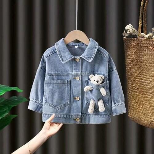 Baby Girls Denim Jacket Jeans 2021 Spring Autumn Cute Cartoon Childrens Coat Girl Jacket Windbreaker For Kids Boys Jacket