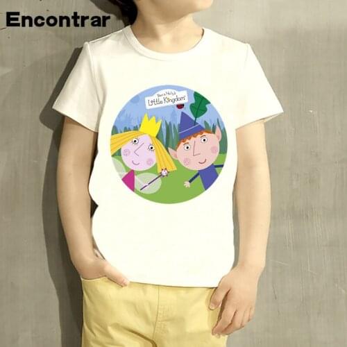 Ben And Holly Kingdom Cartoon Design T Shirt Boys/Girls Great Casual Short Sleeve Tops Children Cute T-Shirt,HKP5038