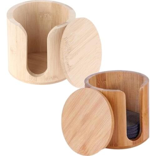 Storage Box For Makeup Remover Cotton Pads Round Storage Box Container Cosmetic Makeup Cotton Pad Organizer Wood Container