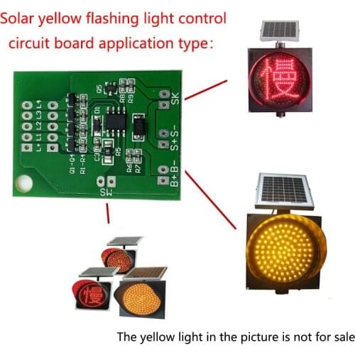 Solar lamp controller 6V2 Output Solar Yellow Flash Controller Traffic Solar Warning Flash Control Board Circuit Board