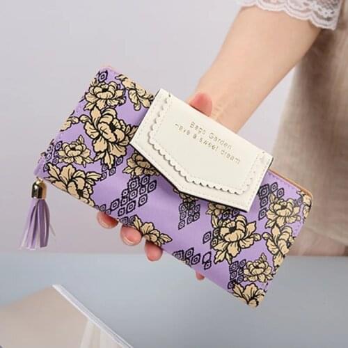 New Vintage Sakura Wallets 6 Color Long Wristband Clutch Elegant Women Purse Phone Bag Credit Card Holder Card Pack Coin Purse
