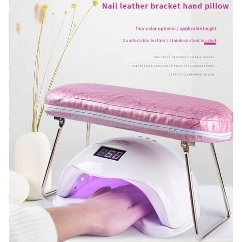 Nail Salon Washable Mat Metal Holder Leather Armrest Nail Art Tool Hand Pad Sponge Pillow Holder Arm Small Pillow