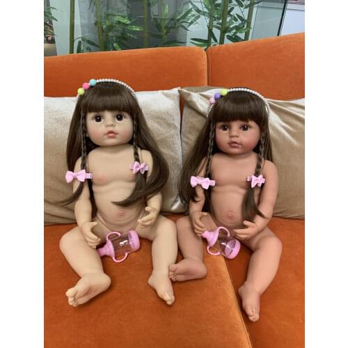 NPK 55cm full body silicone boneca bebe doll Toddler girl baby princess bath toy flexible soft touch real Childrens day gift