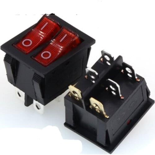 Rocker Switch Red Double DPDT Latching 6 Pin ON-ON 2 Position CQC UL With Light New Toggle Switch