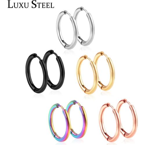LUXUSTEEL 1Pairs/2pcs Trendy Small Hoop Earrings Women Girl Coloful Round Circle Earring 2021 Anti-allergy Brinco Accessories