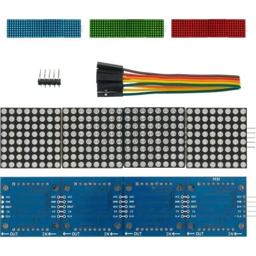 MAX7219 Dot Matrix Module Microcontroller 4 In One Display with 5P Line 4 in 1 Red/Green/Blue