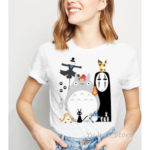 Harajuku kawaii No face knitting a sweater funny t shirts women spirited away t shirt femme anime tshirt female totoro t-shirt
