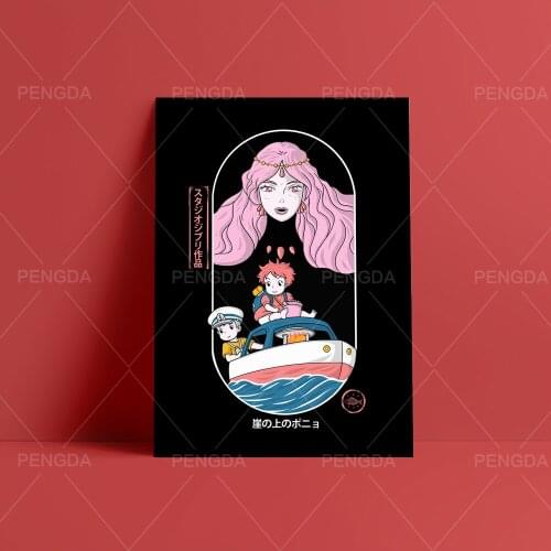 Wall Art Pictures Ponyo on the Cliff Canvas Posters Famous Anime Home Decor Cute Role Modular Painting HD Printed For Bedroom