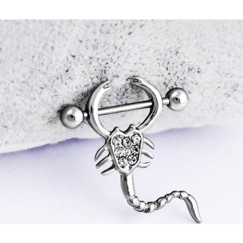 2020 New Rhinestone Silver Gold Color Scorpion Breast Ring Hot Sale Women Stainless Steel Earring Ring For Women